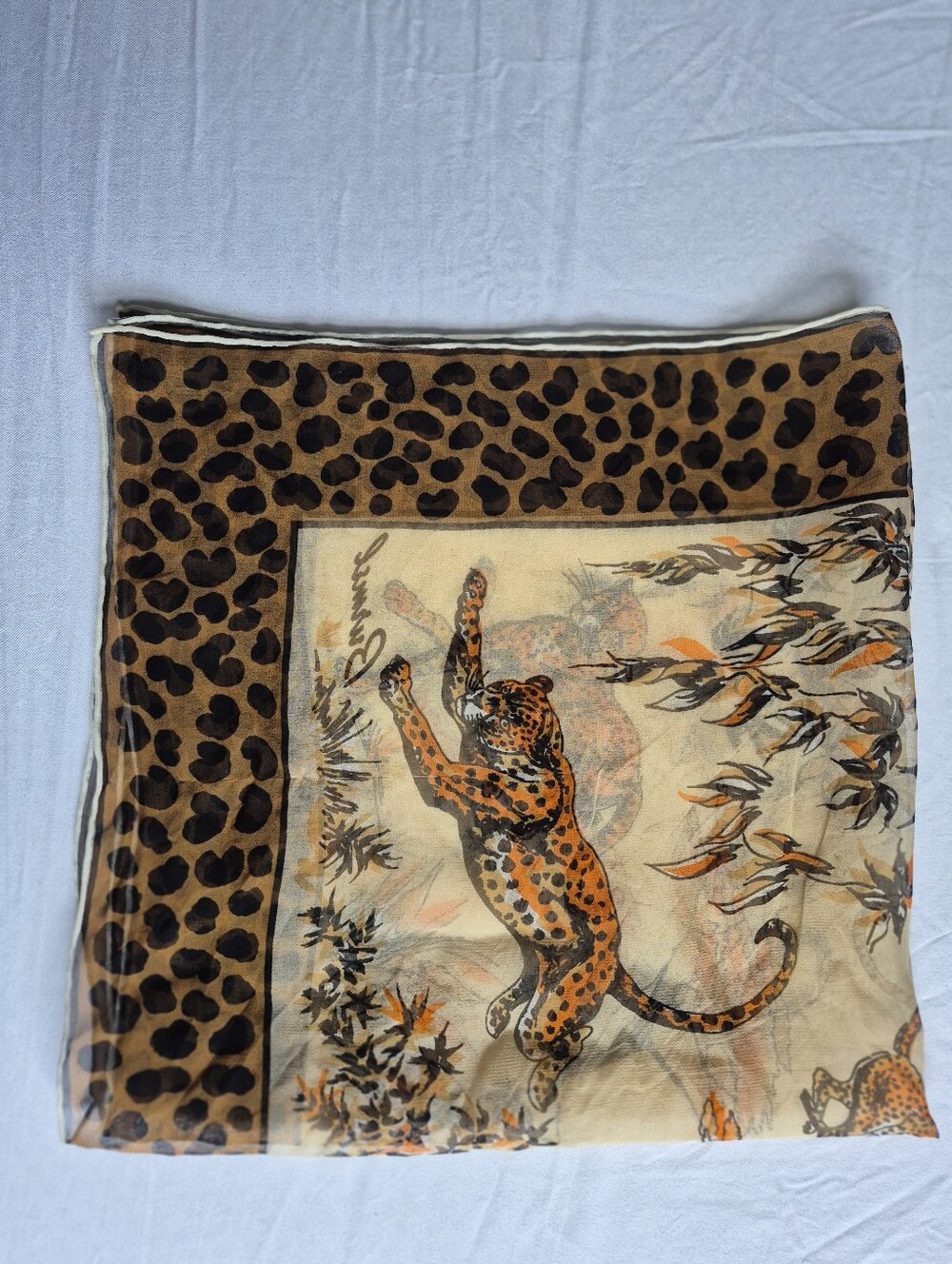 1960s-1970s.Vintage Boho Y2K Burmel Square Sheer Silk-Rayon Blend Scarf 23"×23" - Picture 2 of 9